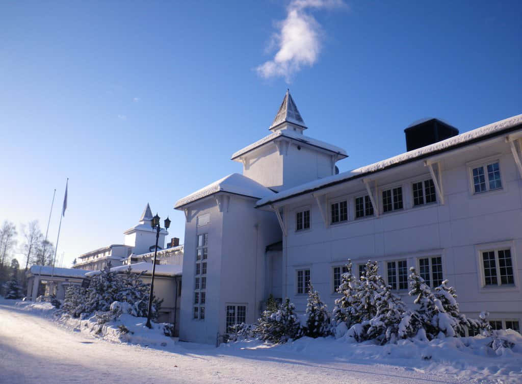 Winter Day Lillehammer Building Wallpaper