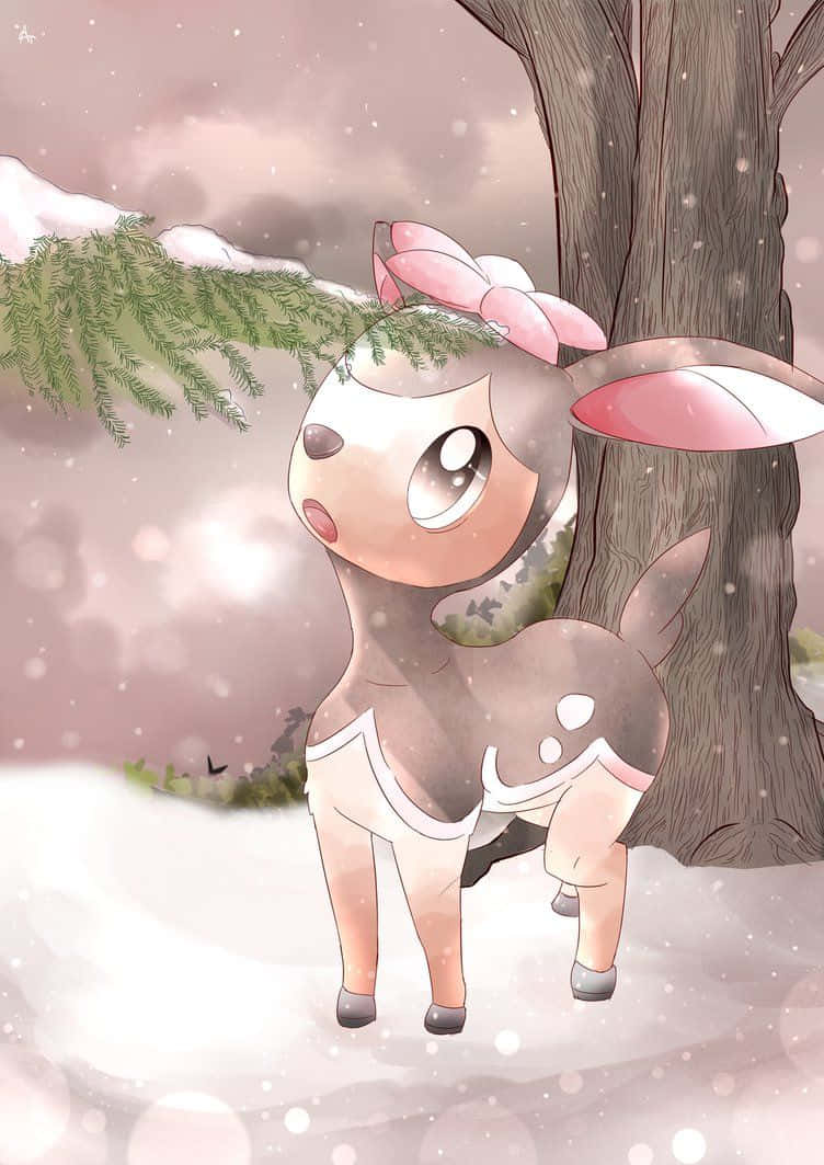 Winter Deerlingin Snow Wallpaper