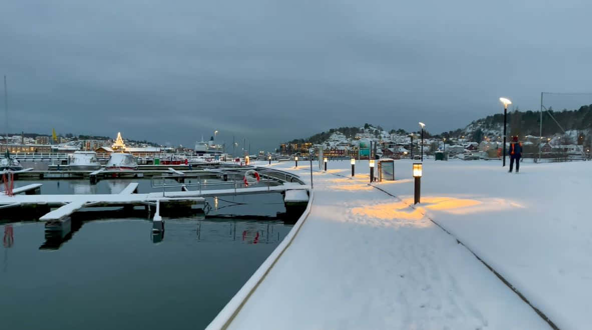 Winter Eveat Sandefjord Marina Norway Wallpaper