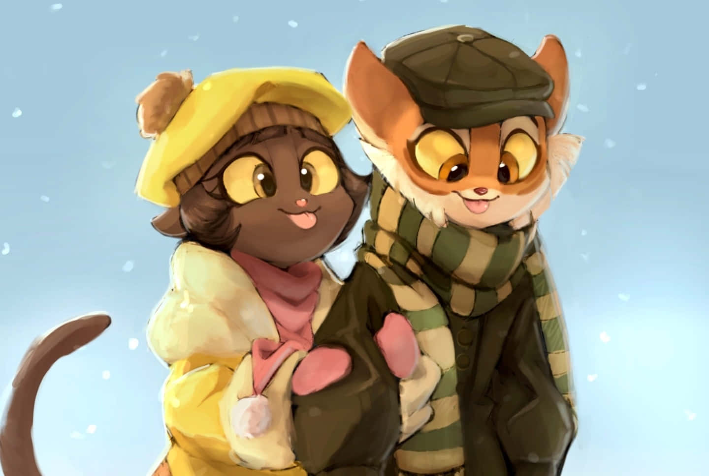 Winter Friends Lackadaisy Cats Wallpaper