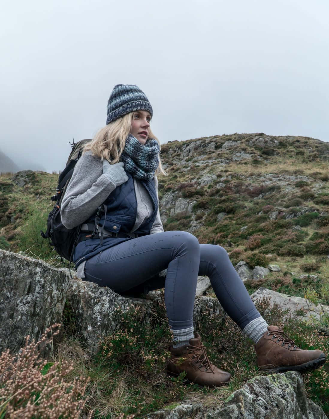 Winter Hiker Enjoying The Snow-covered Landscape Wallpaper