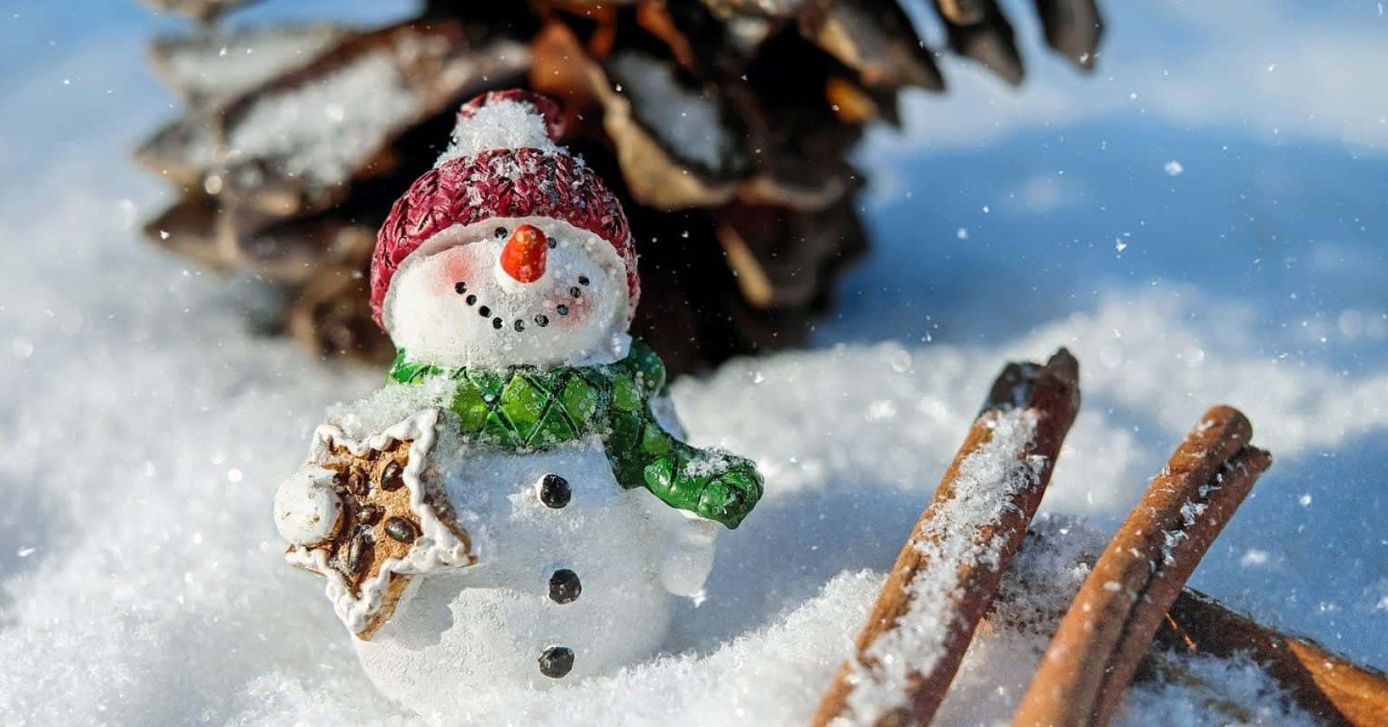 Winter Snowman Decoration Snow Scene Wallpaper