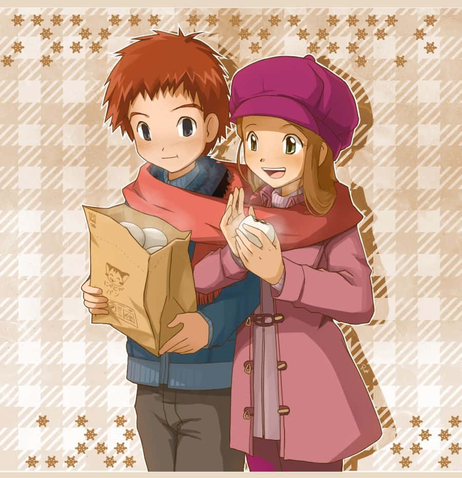 Winter Stroll Anime Characters Wallpaper