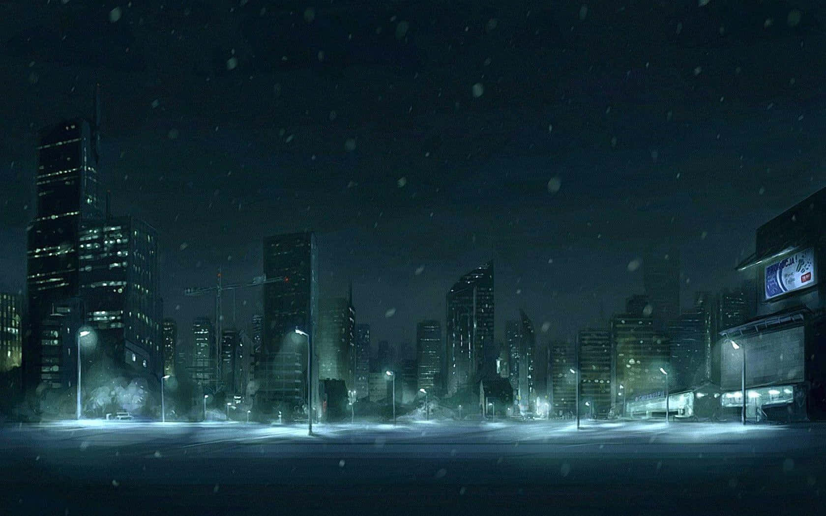 Winter Wonderland: A Serene Snow-covered Cityscape Wallpaper