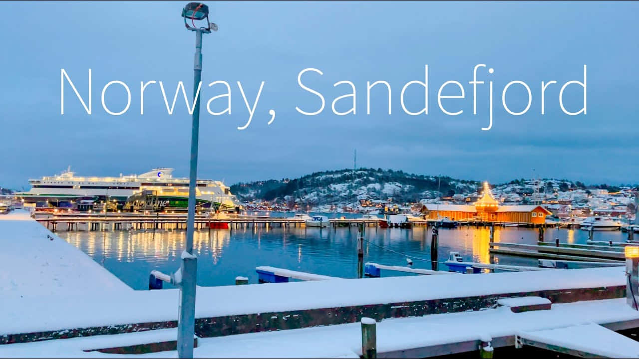 Winterin Sandefjord Norway Harbor View Wallpaper