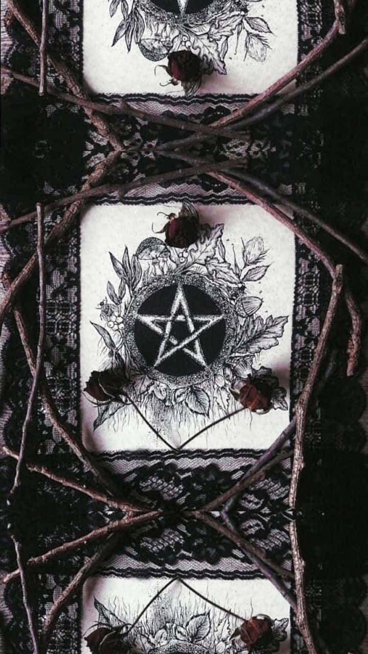 Witchcraft_ Pentagram_ Roses_ Lace Wallpaper