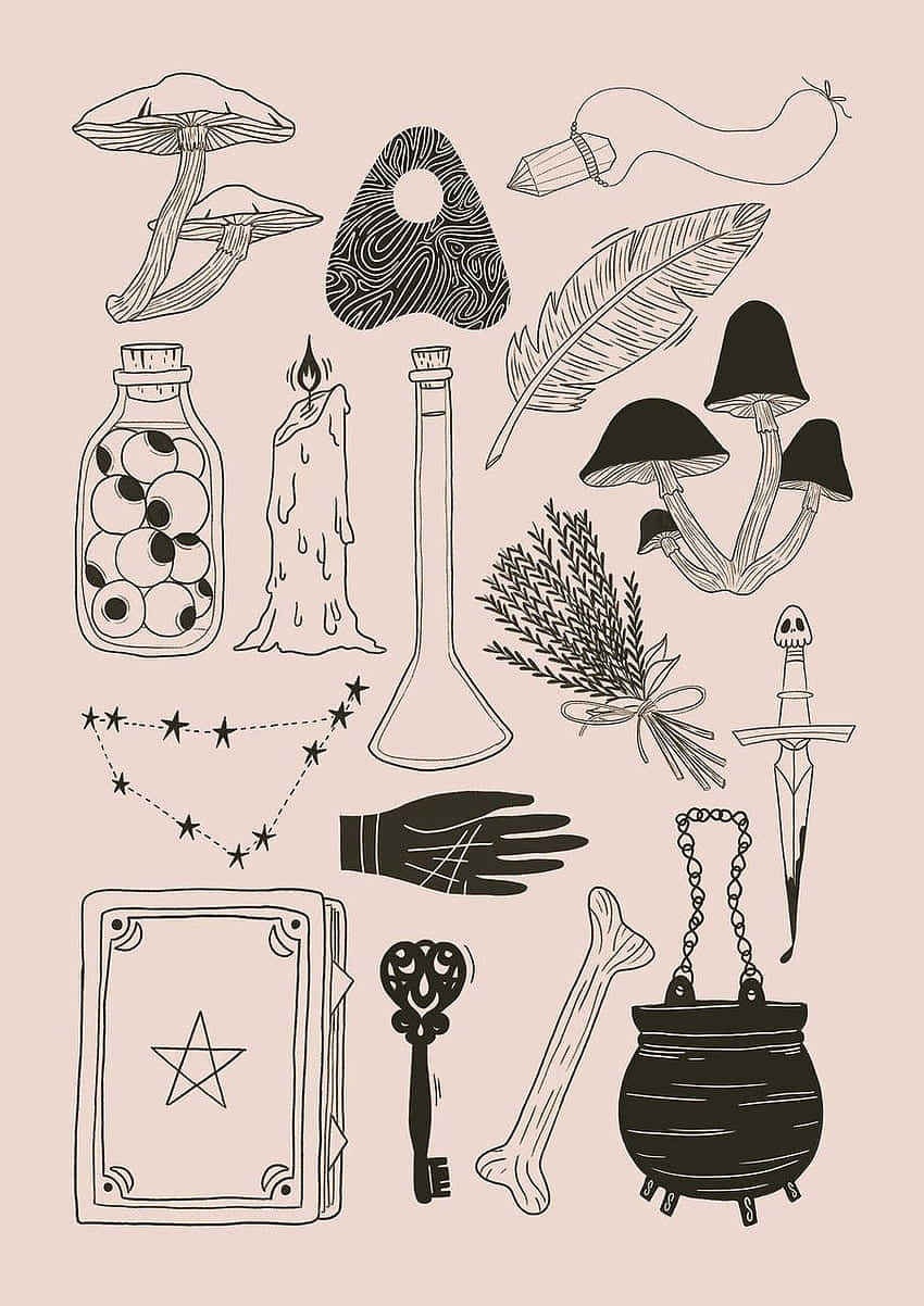 Witchcraft_ Symbols_and_ Tools_ Vector Wallpaper