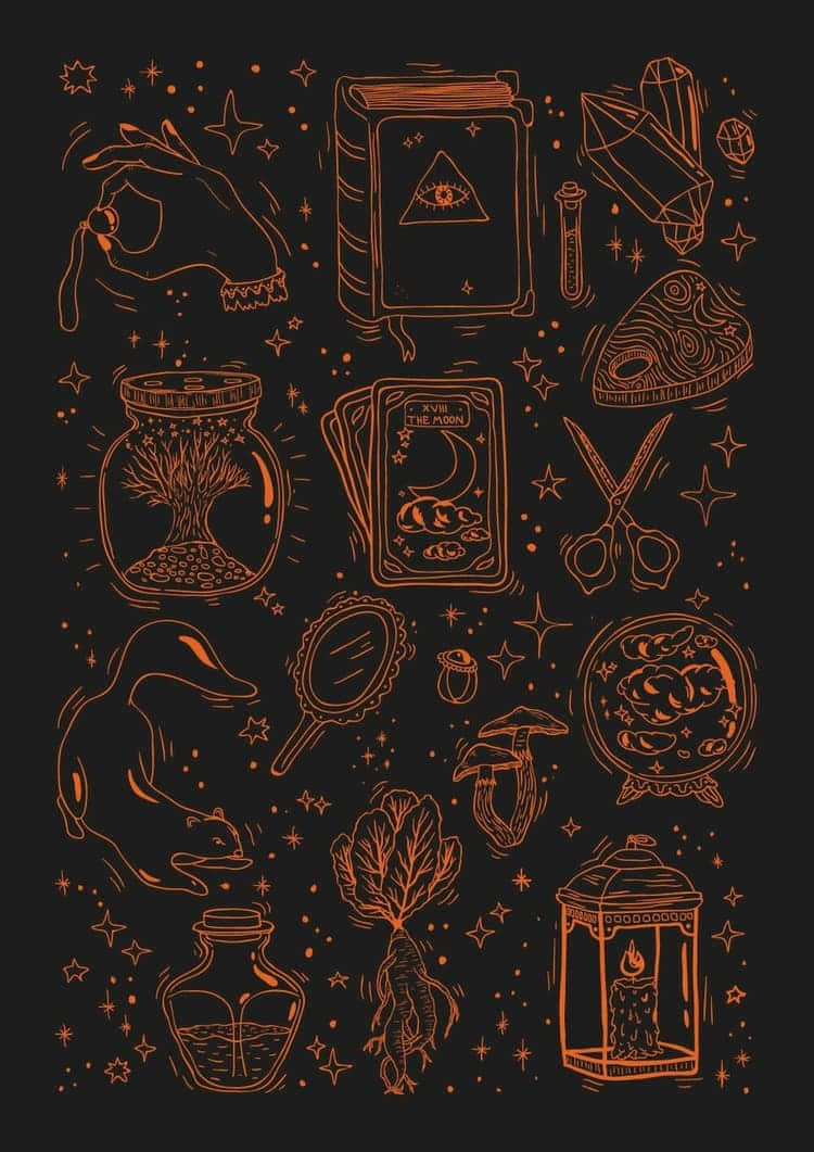 Witchcraft_ Symbols_and_ Tools_ Vector_ Illustration Wallpaper