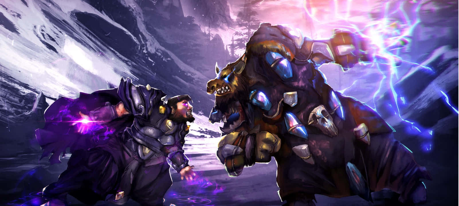 Wo W_ Mage_ Vs_ Giant_ Beast_ Battle Wallpaper