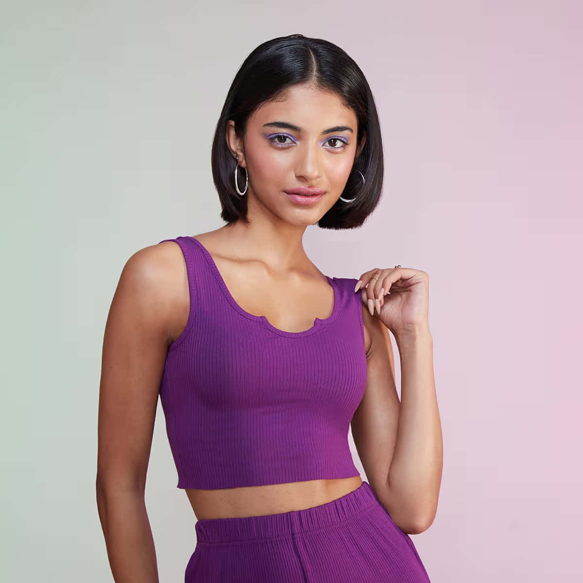 Womanin Purple Tank Topand Makeup Wallpaper