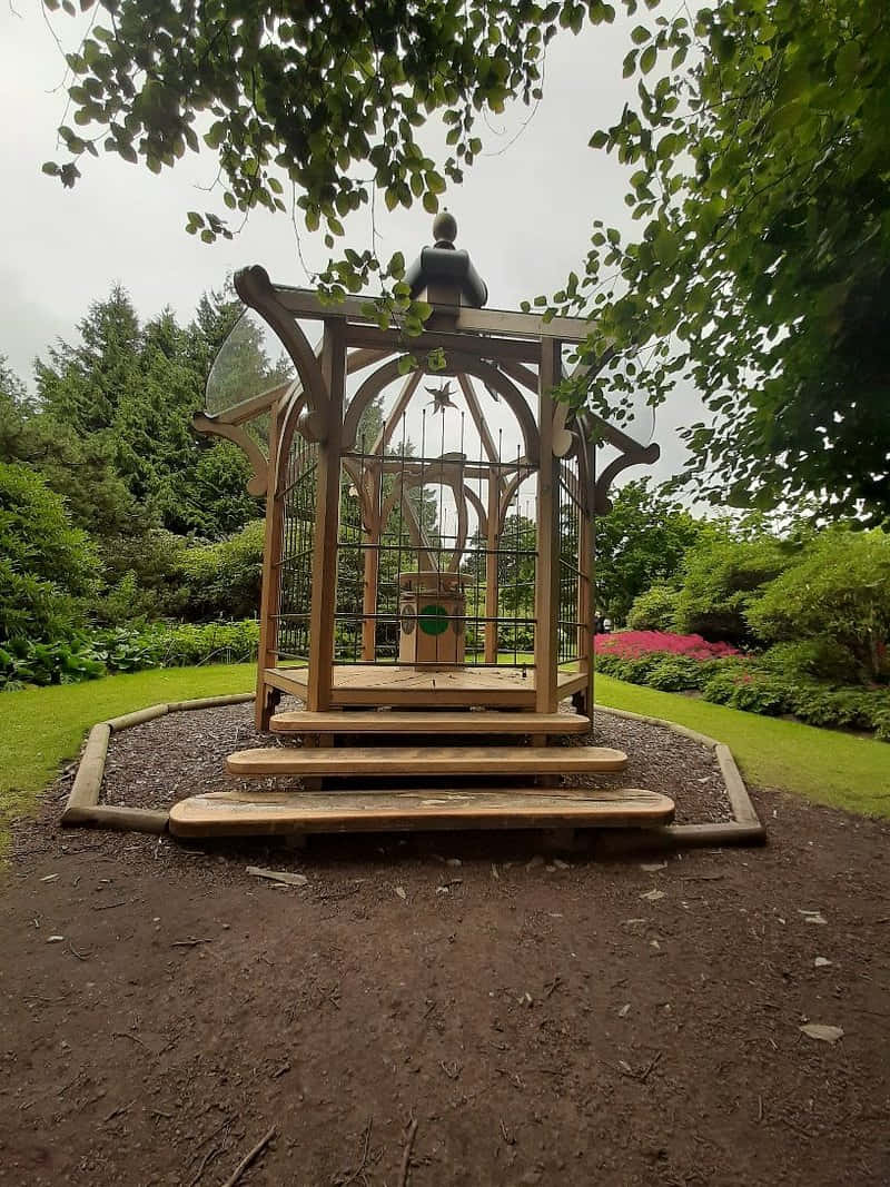 Wooden Gazebo Royal Botanic Garden Edinburgh Wallpaper