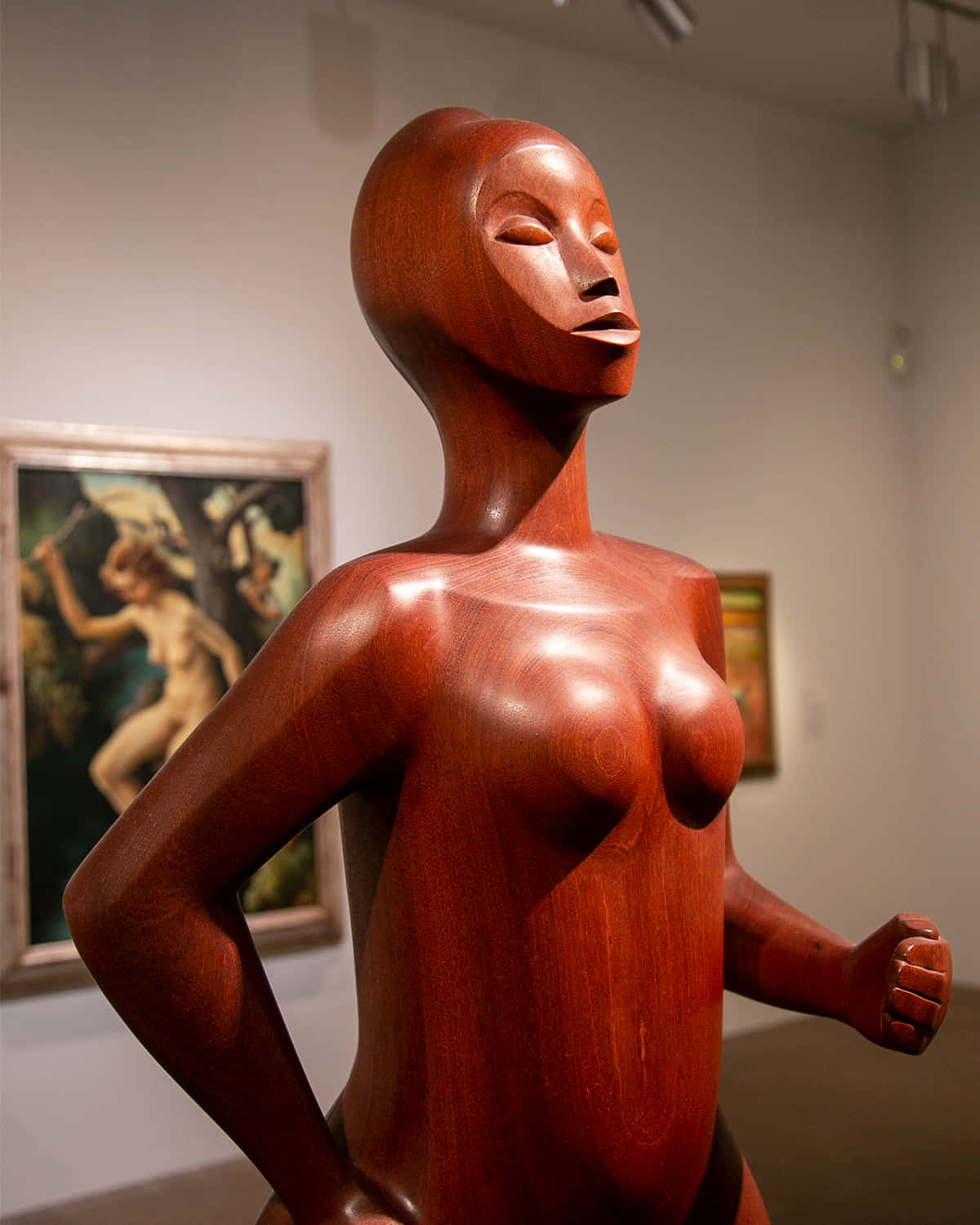 Wooden Sculpture Female Form De Young Museum Wallpaper