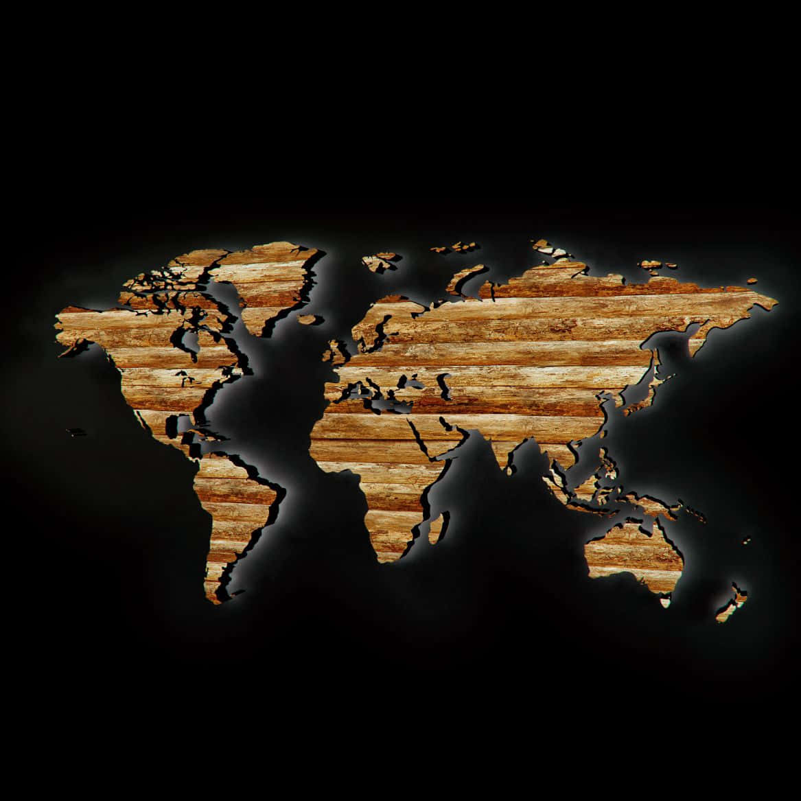 Wooden Texture World Map Wallpaper