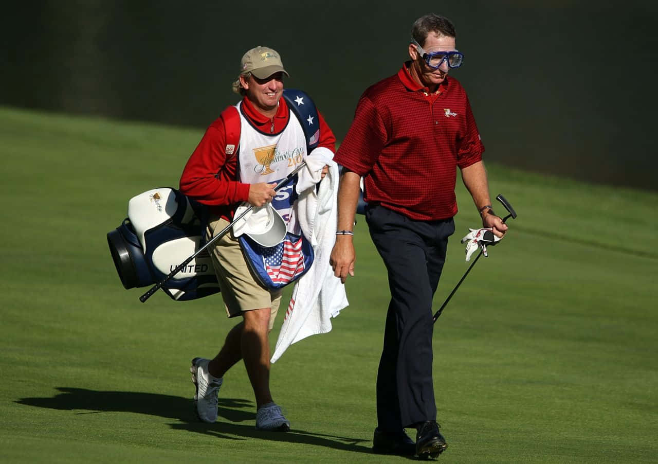 Woody Austin Walking With His Caddie Wallpaper