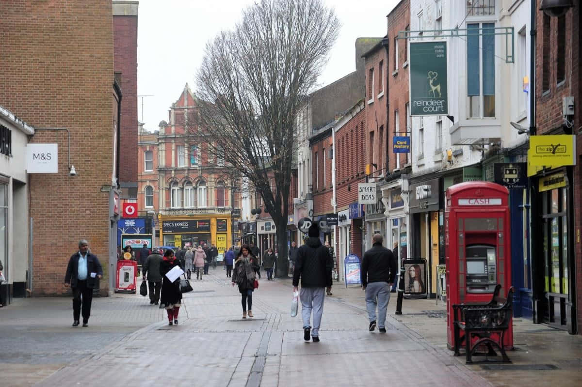 Worcester City Centre Street Scene Wallpaper