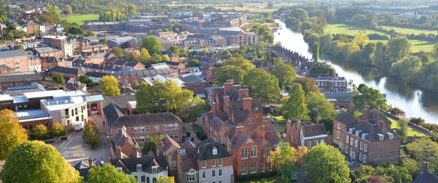 Worcester Cityscape Aerial View Wallpaper