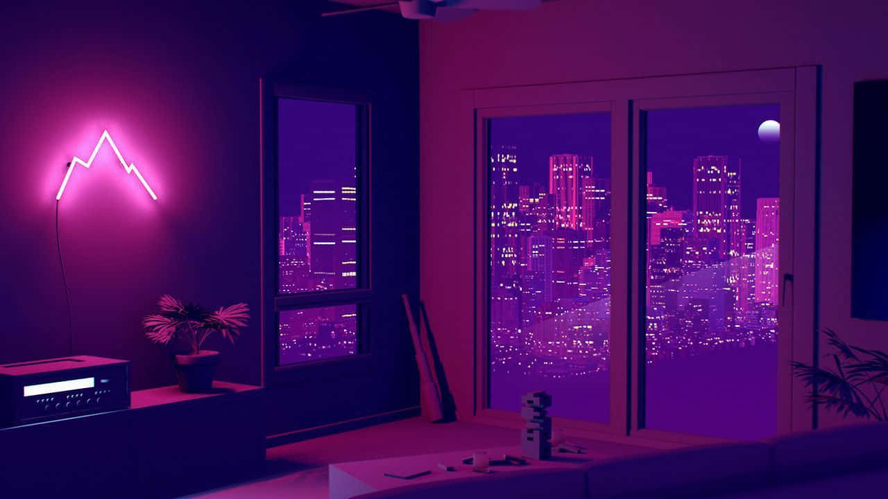 Working Stylishly With A Purple Aesthetic Laptop Wallpaper