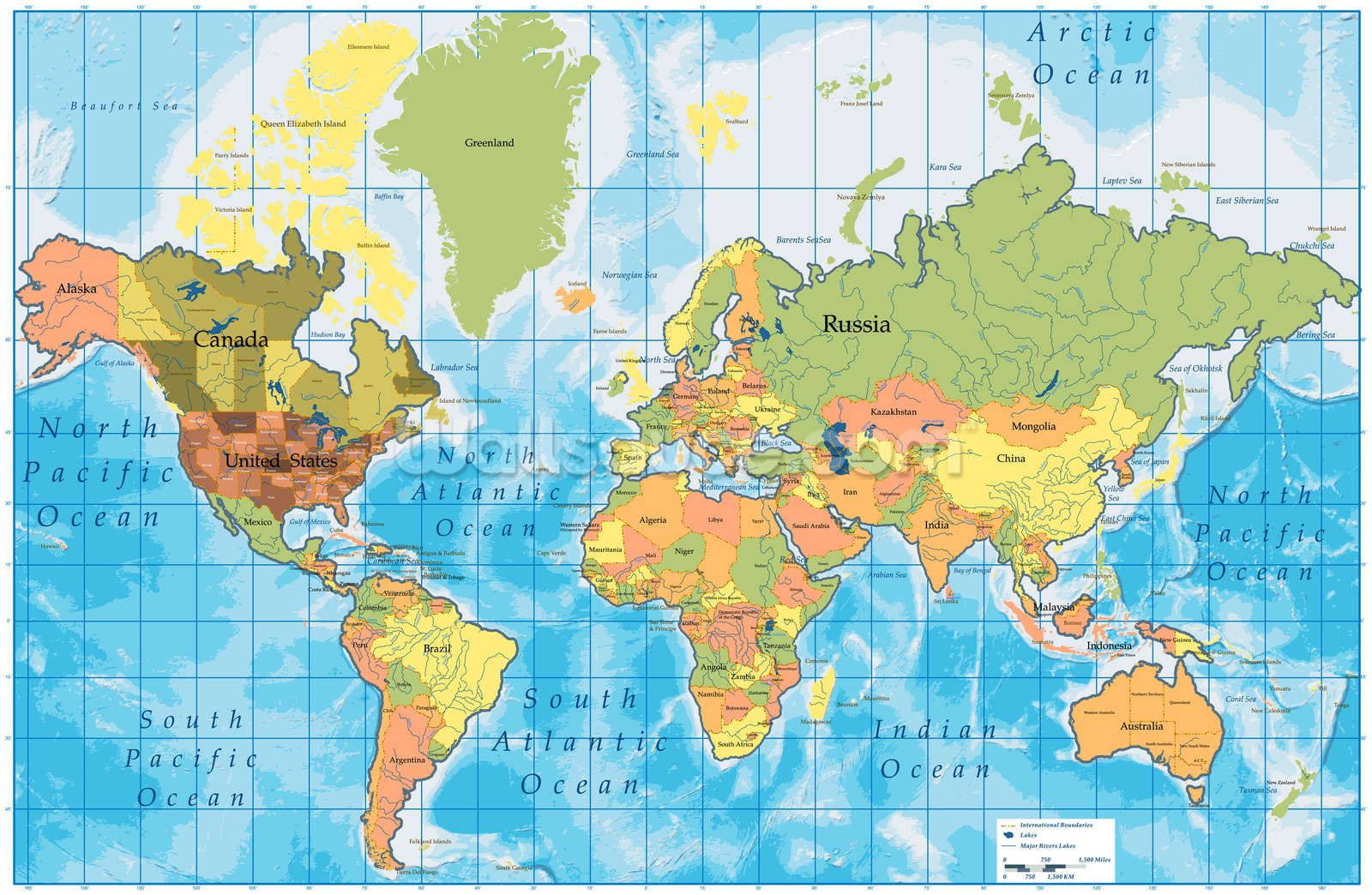 World Map With Labels Wallpaper