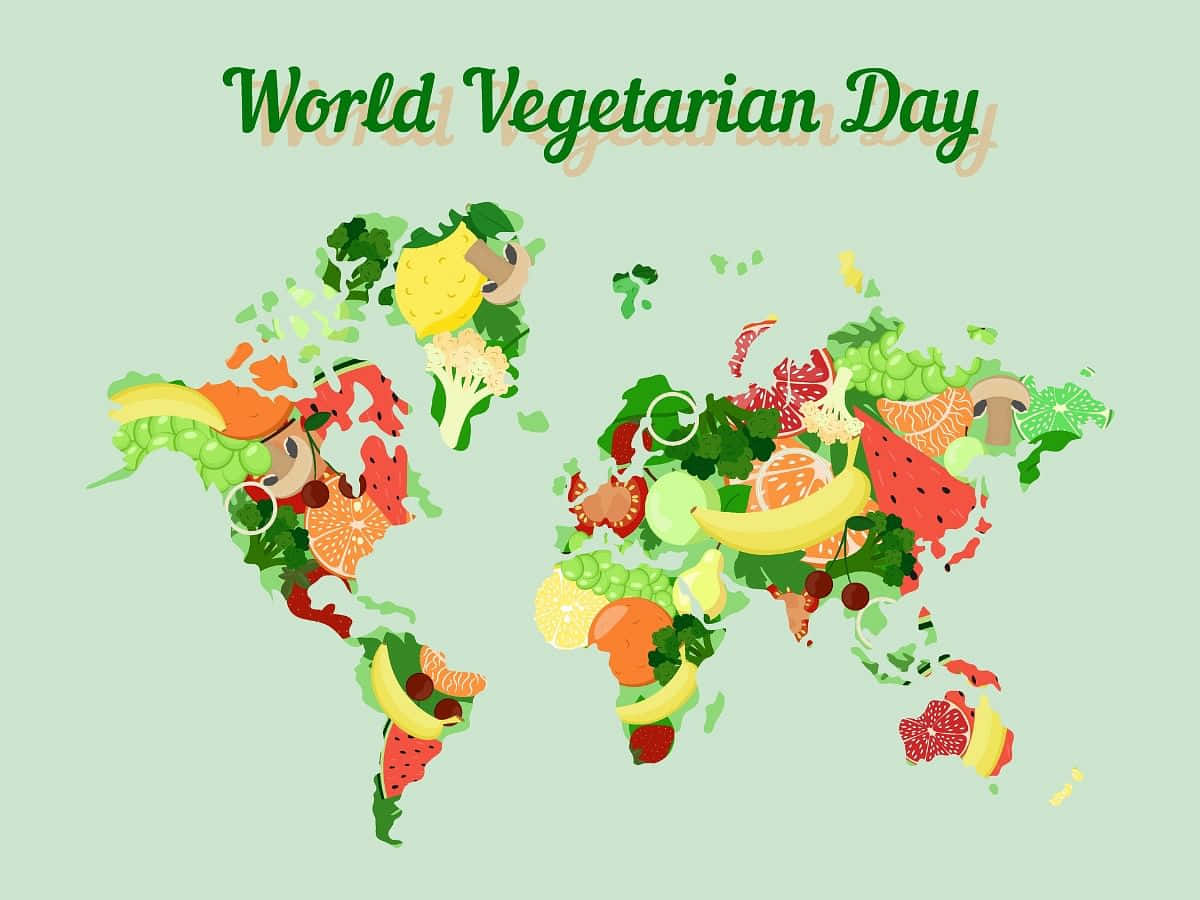 World Vegetarian Day World Map Wallpaper