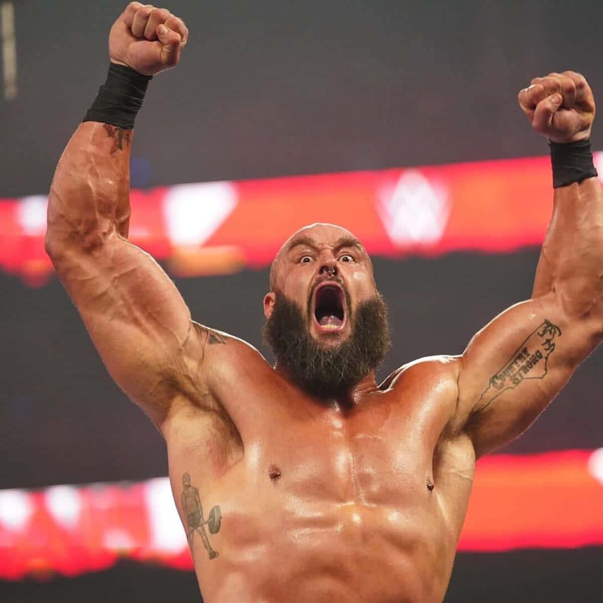 Wwe Superstar Braun Strowman In Full Intensity During A Wrestling Event. Wallpaper