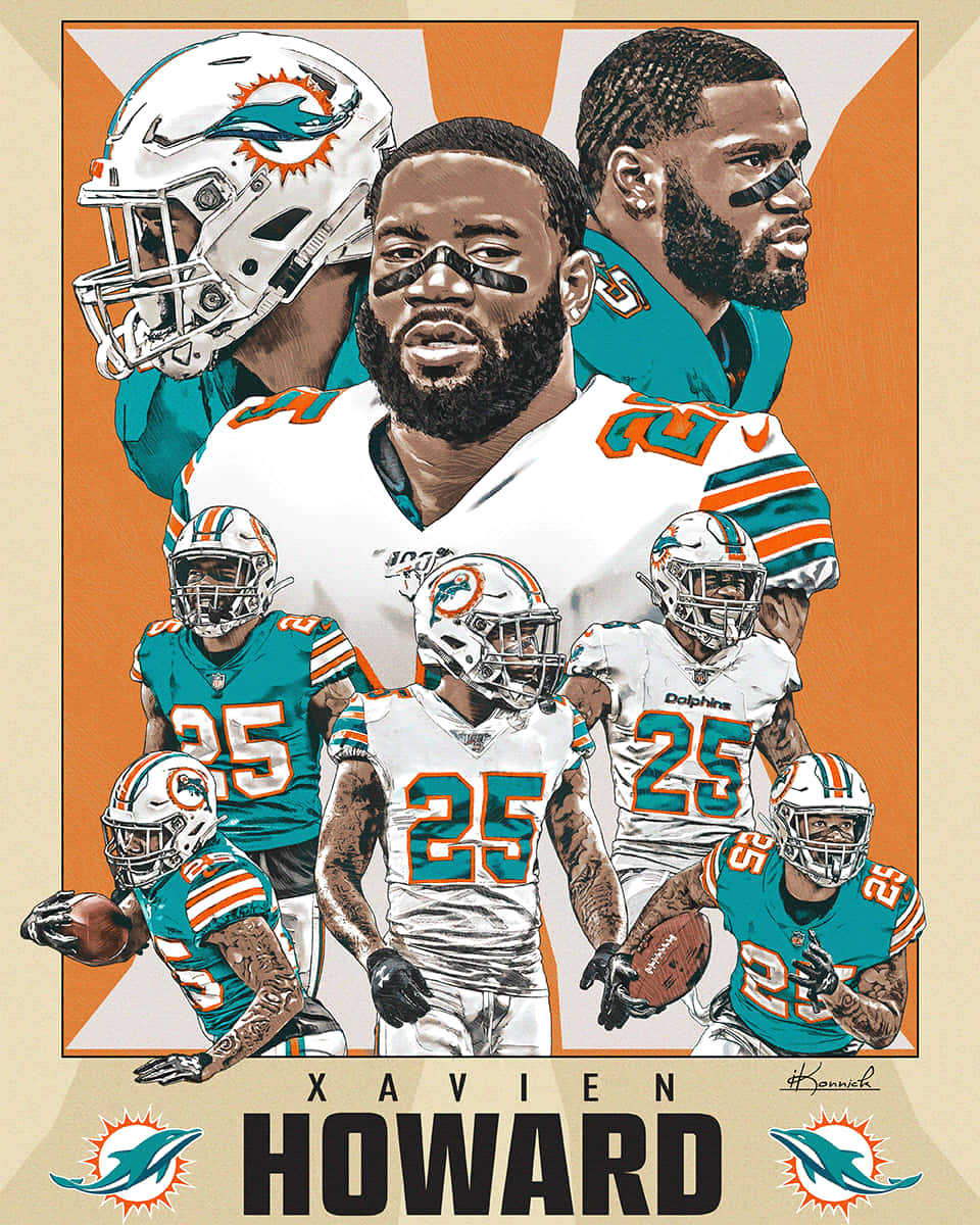 Xavien Howard Miami Dolphins Poster Wallpaper