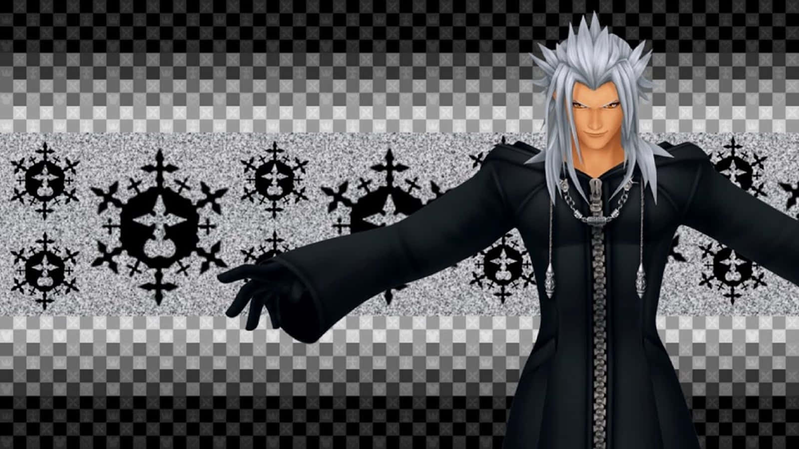 Xemnas, The Powerful And Enigmatic Antagonist From Kingdom Hearts, Wielding His Ethereal Blades Against A Dark, Mysterious Backdrop. Wallpaper