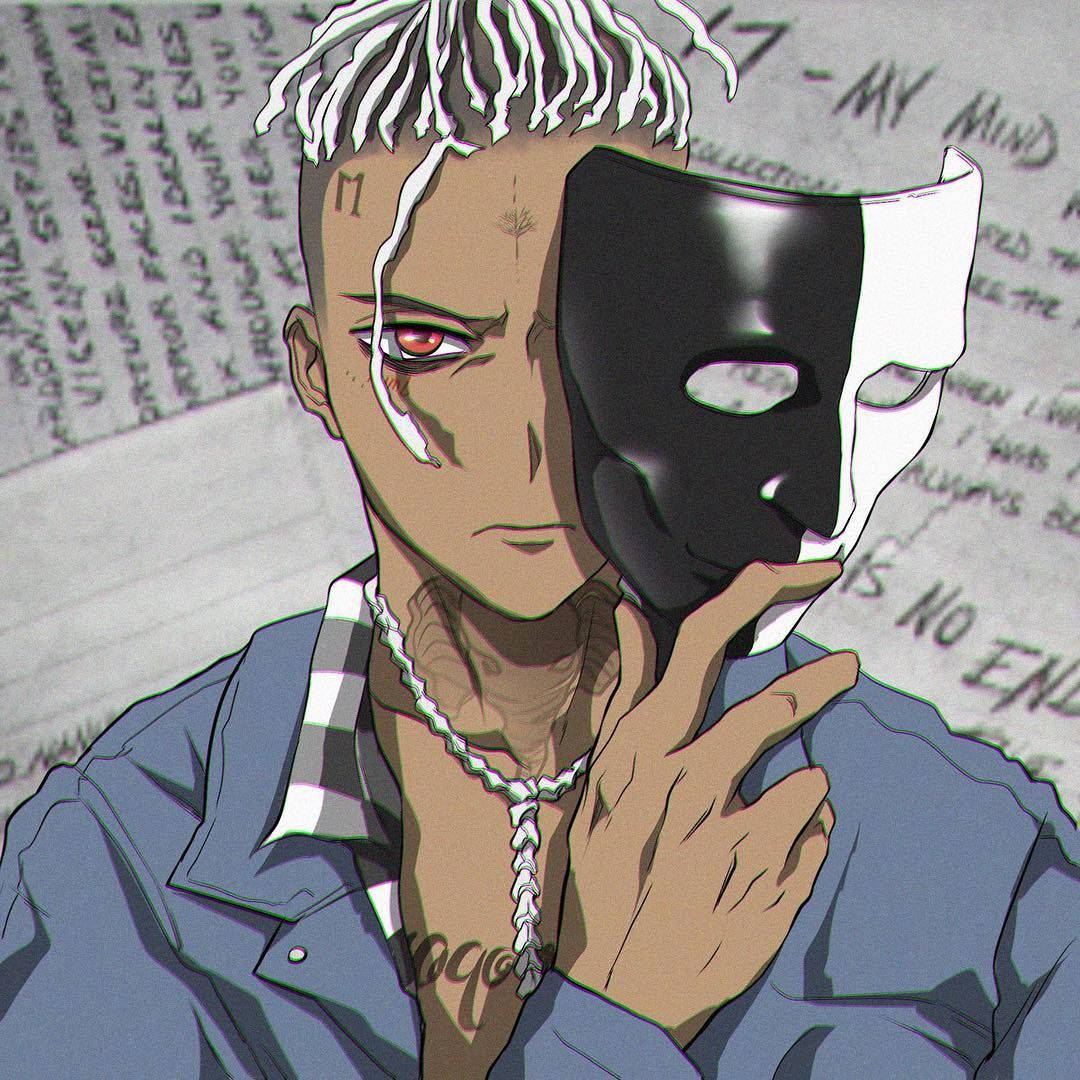 Xxxtentacion Anime Black And White Mask Wallpaper