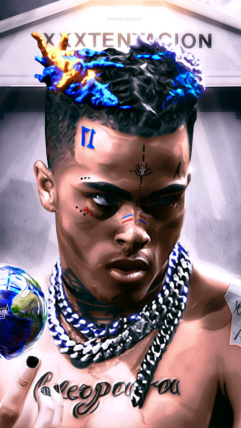 Xxxtentacion Anime Cartoon Fierce Look Wallpaper