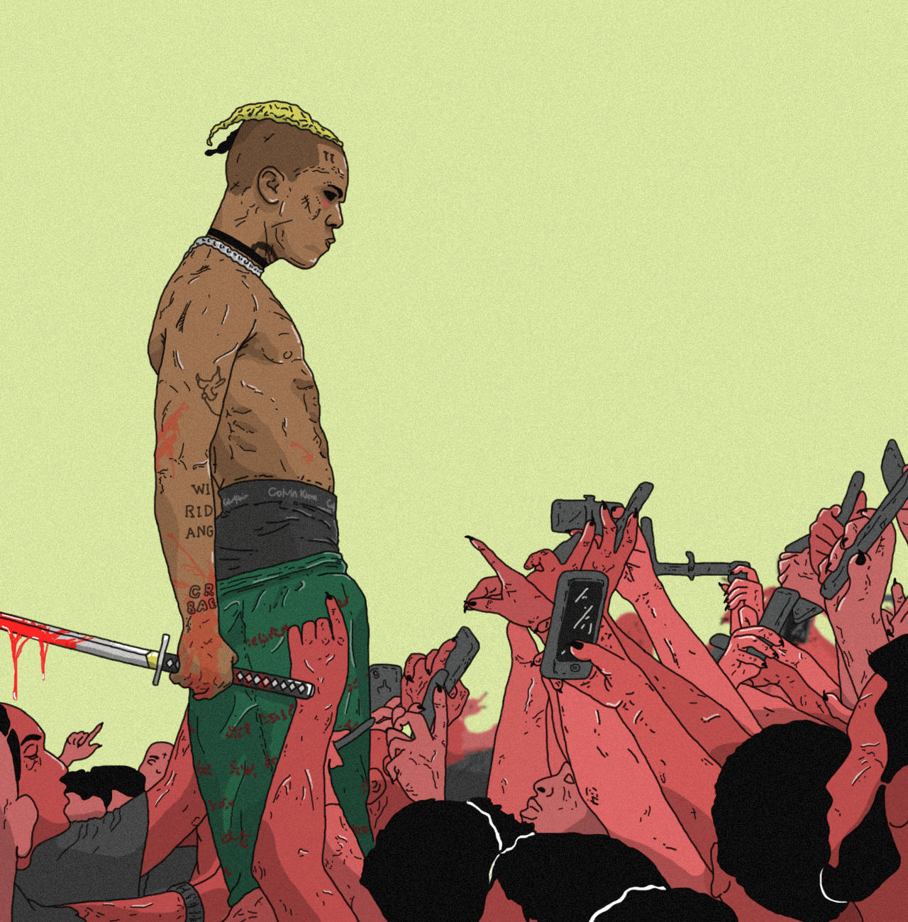 Xxxtentacion Anime In The Crowd Wallpaper