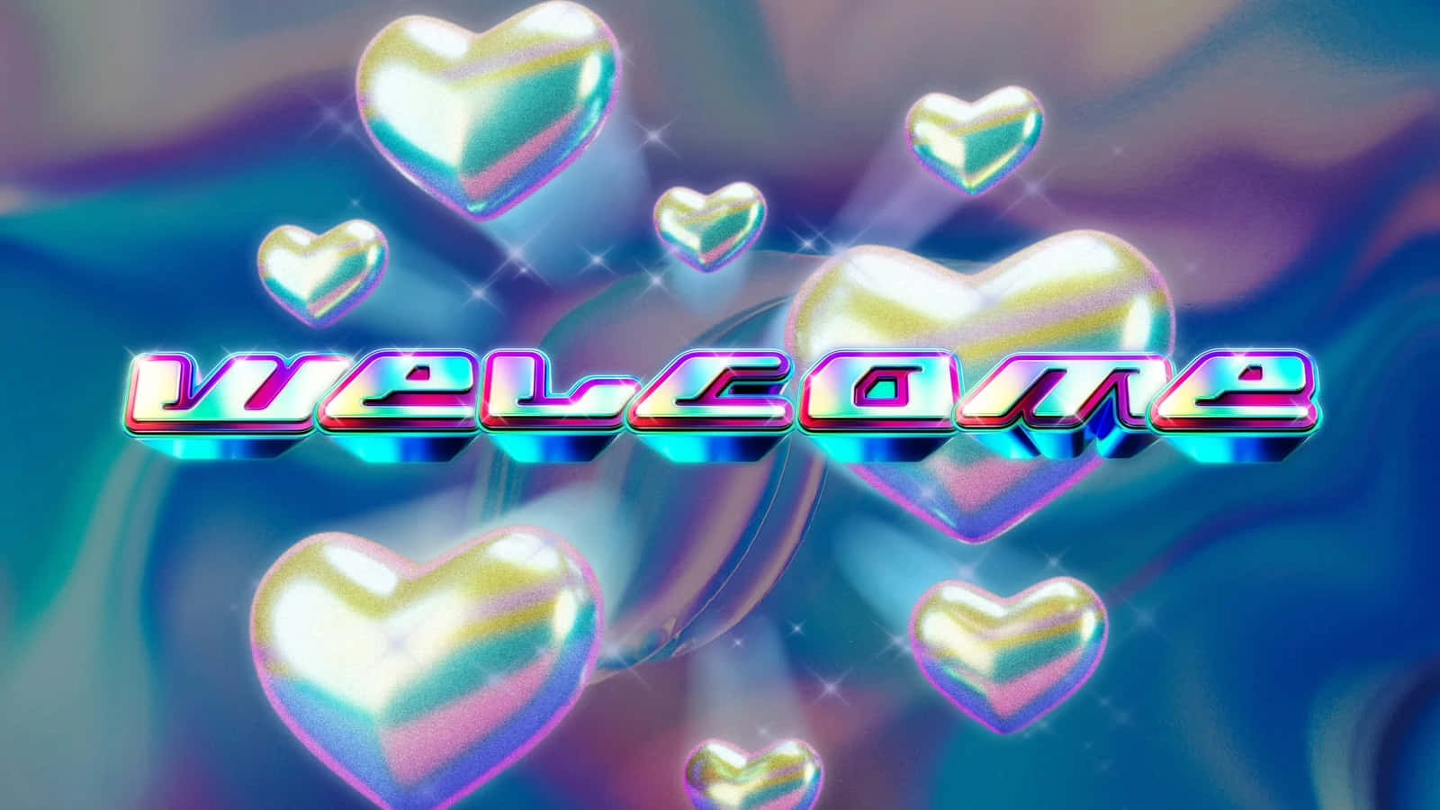 Y2 K Aesthetic Welcome Hearts Wallpaper