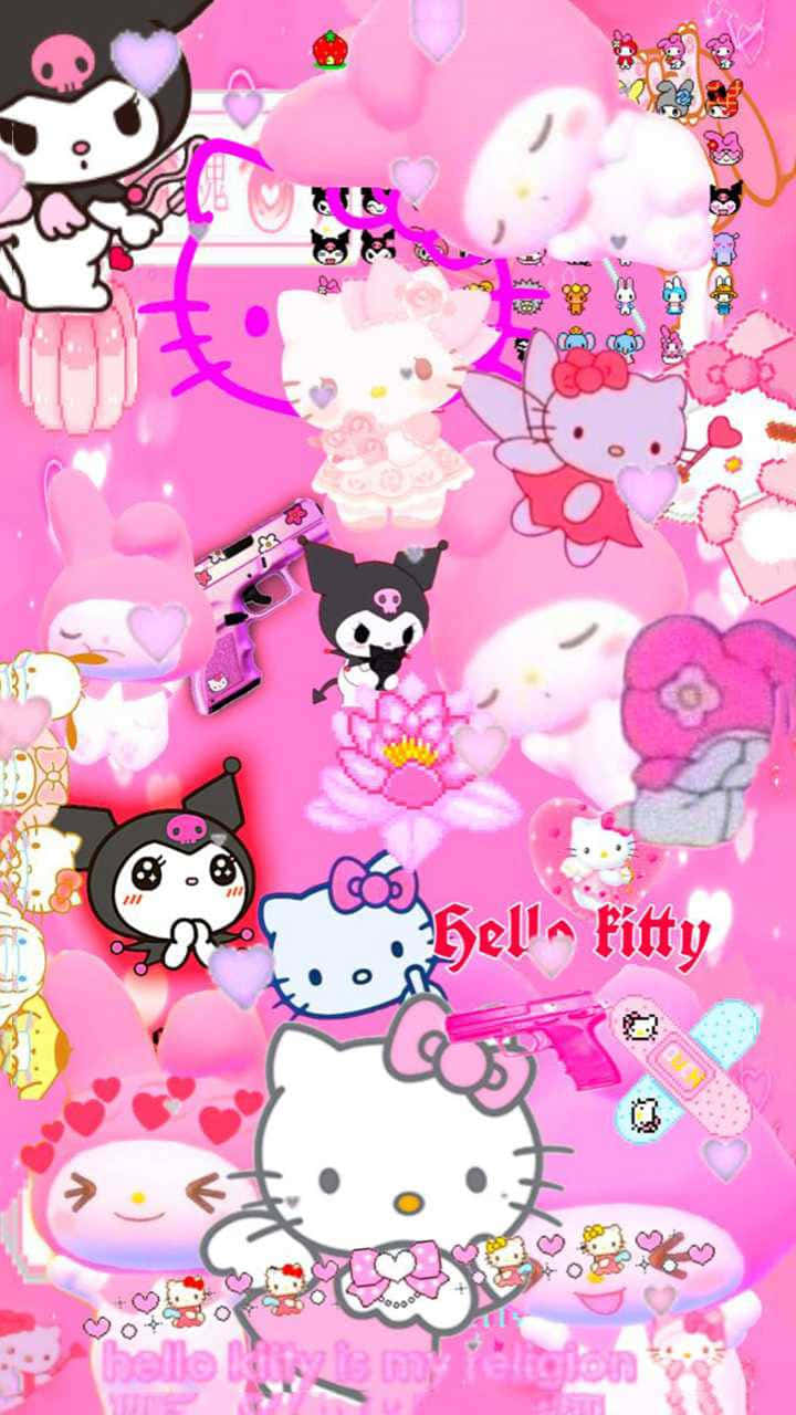 Y2 K Pink Sanrio Collage Aesthetic.jpg Wallpaper