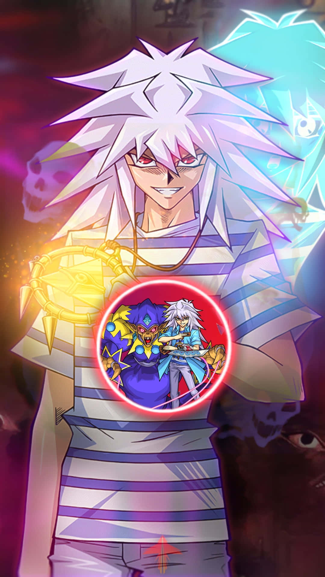 Yami Bakura Menacingly Grins In An Aura Of Darkness Wallpaper