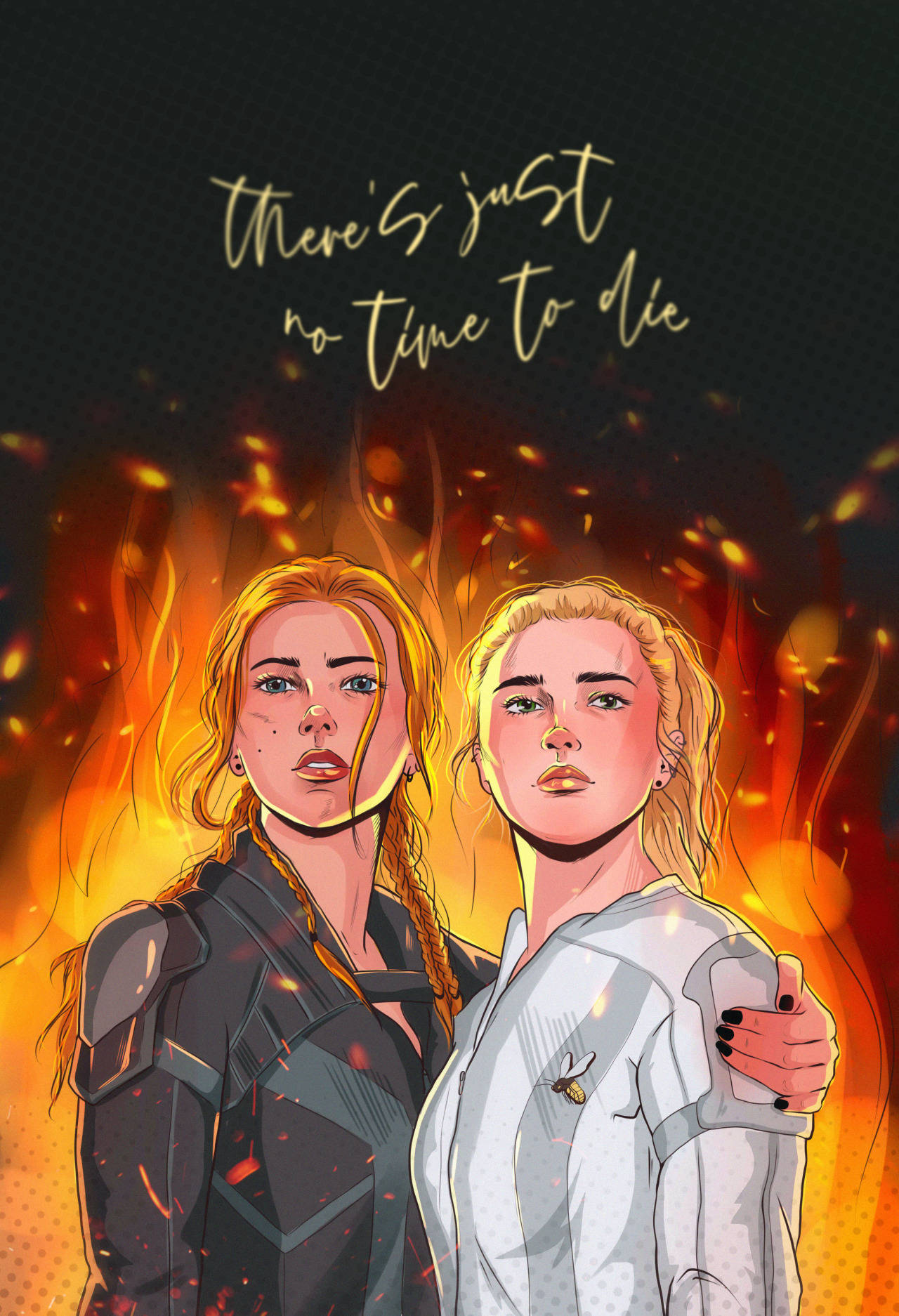 Yelena Belova Natasha Romanoff Flames Wallpaper