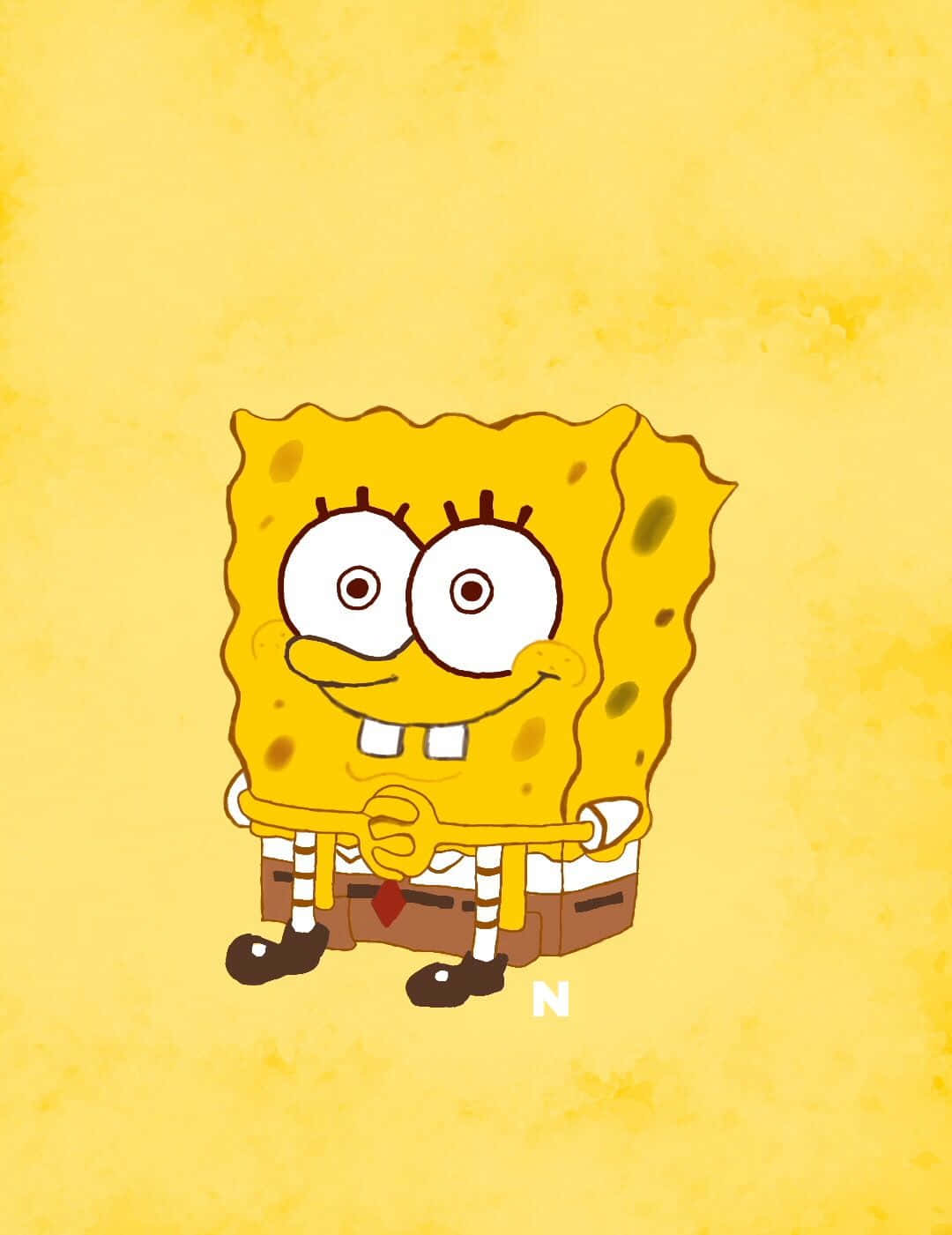 Yellow Aesthetic Spongebob Sitting Wallpaper