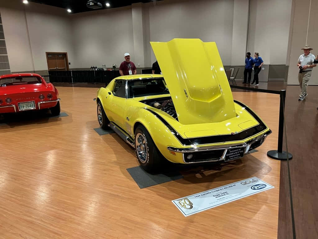 Yellow Corvette Stingray Classic Car Show Wallpaper