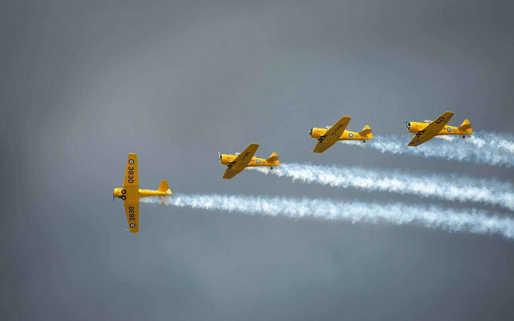 Yellow Hd Plane Formation Wallpaper