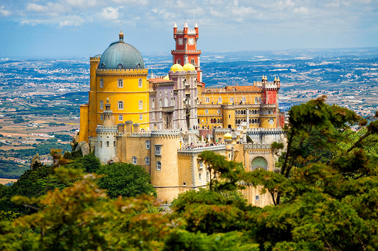 Yellow Pena Palace Sintra Wallpaper