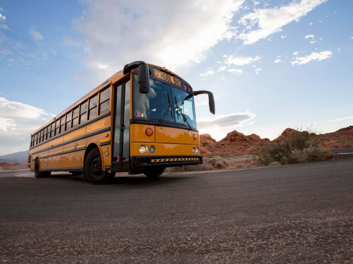 Yellow School Bus Low Angle Wallpaper