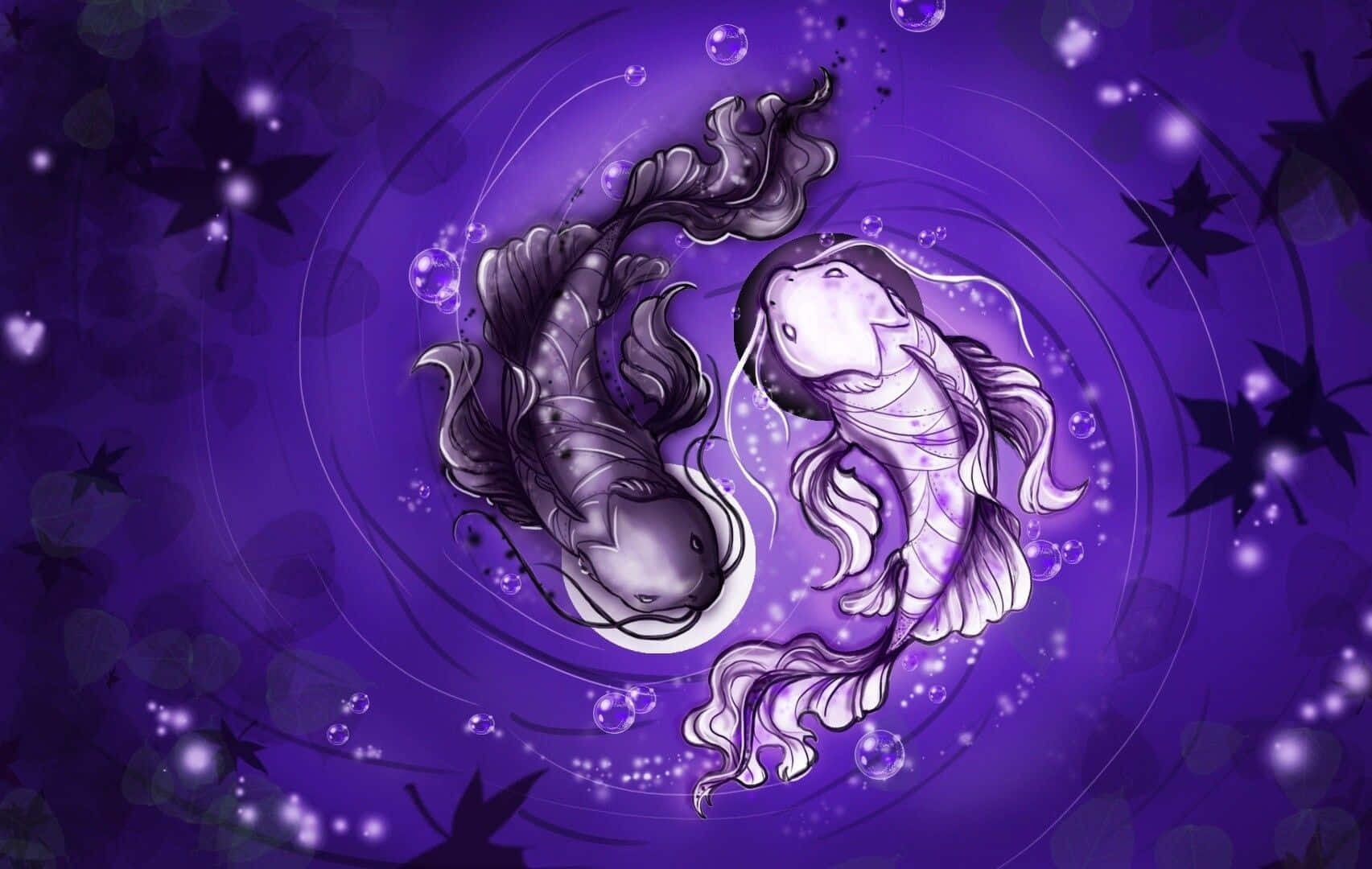 Yin Yang Fish Swimming Together Wallpaper