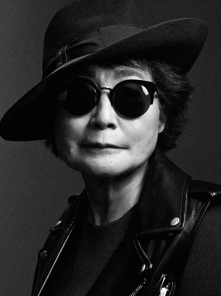 Yoko Ono Vintage Monochrome Portrait Wallpaper