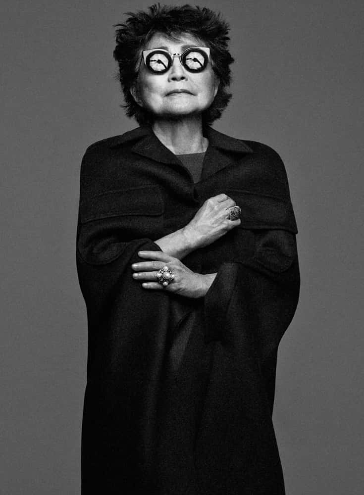 Yoko Ono Wearing Fun And Quirky Glasses Wallpaper