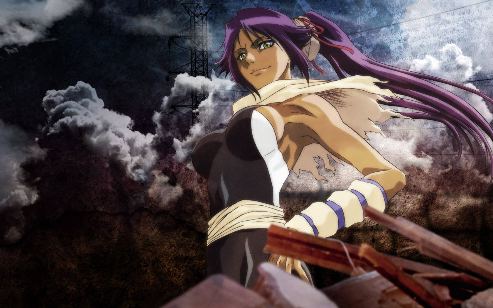 Yoruichi Shihouin Cloudy Skies Wallpaper