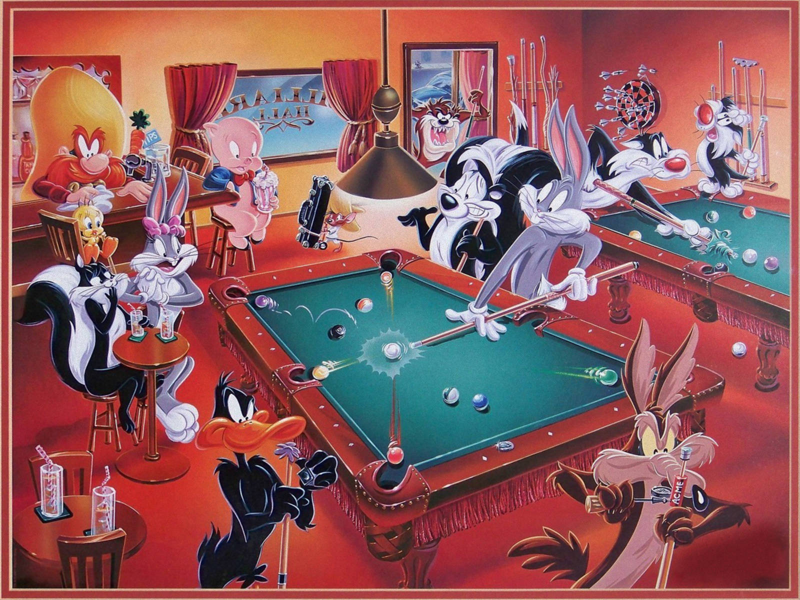 Yosemite Sam Looney Tunes Billiards Poster Wallpaper