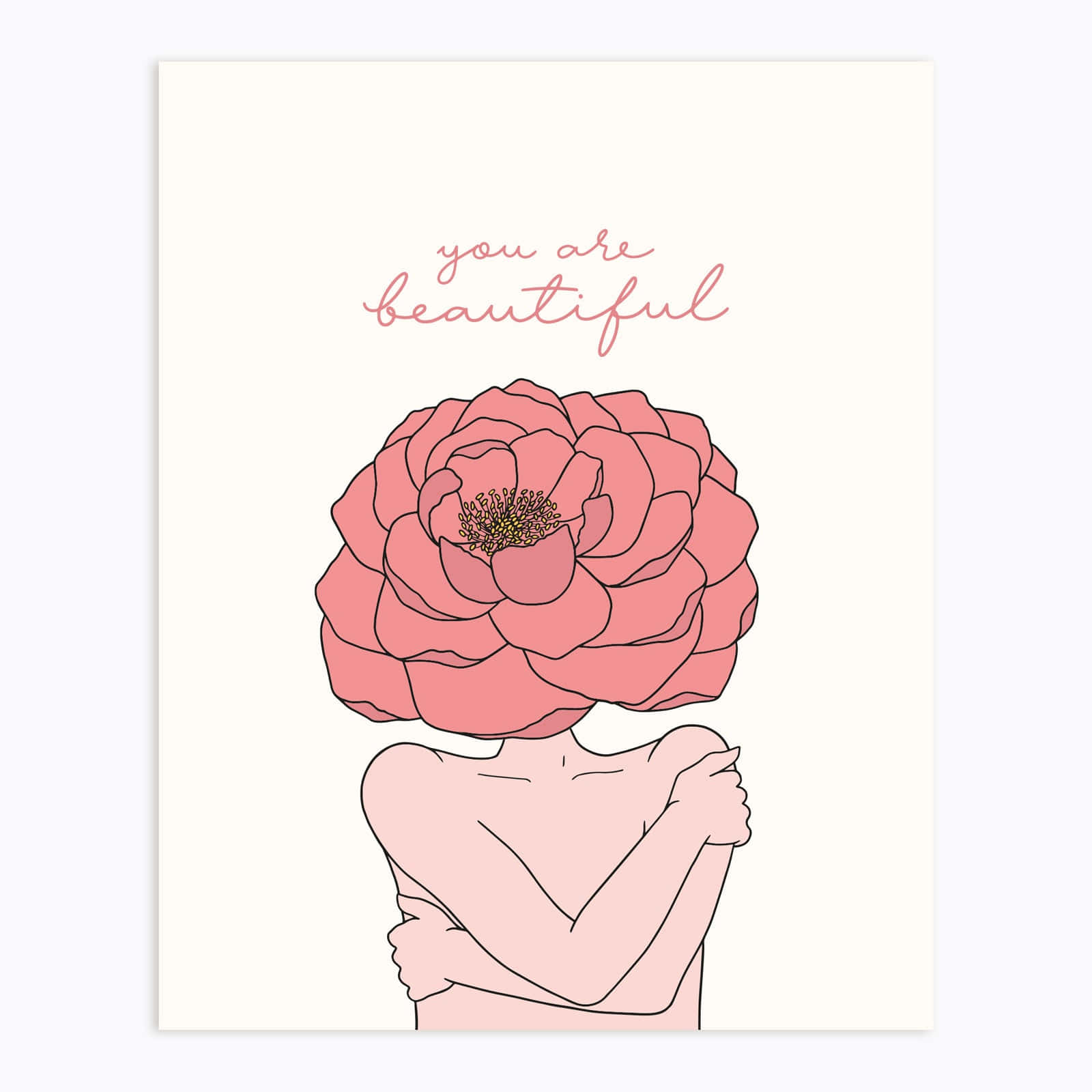 You Are Beautiful_ Floral Self Love Art Wallpaper