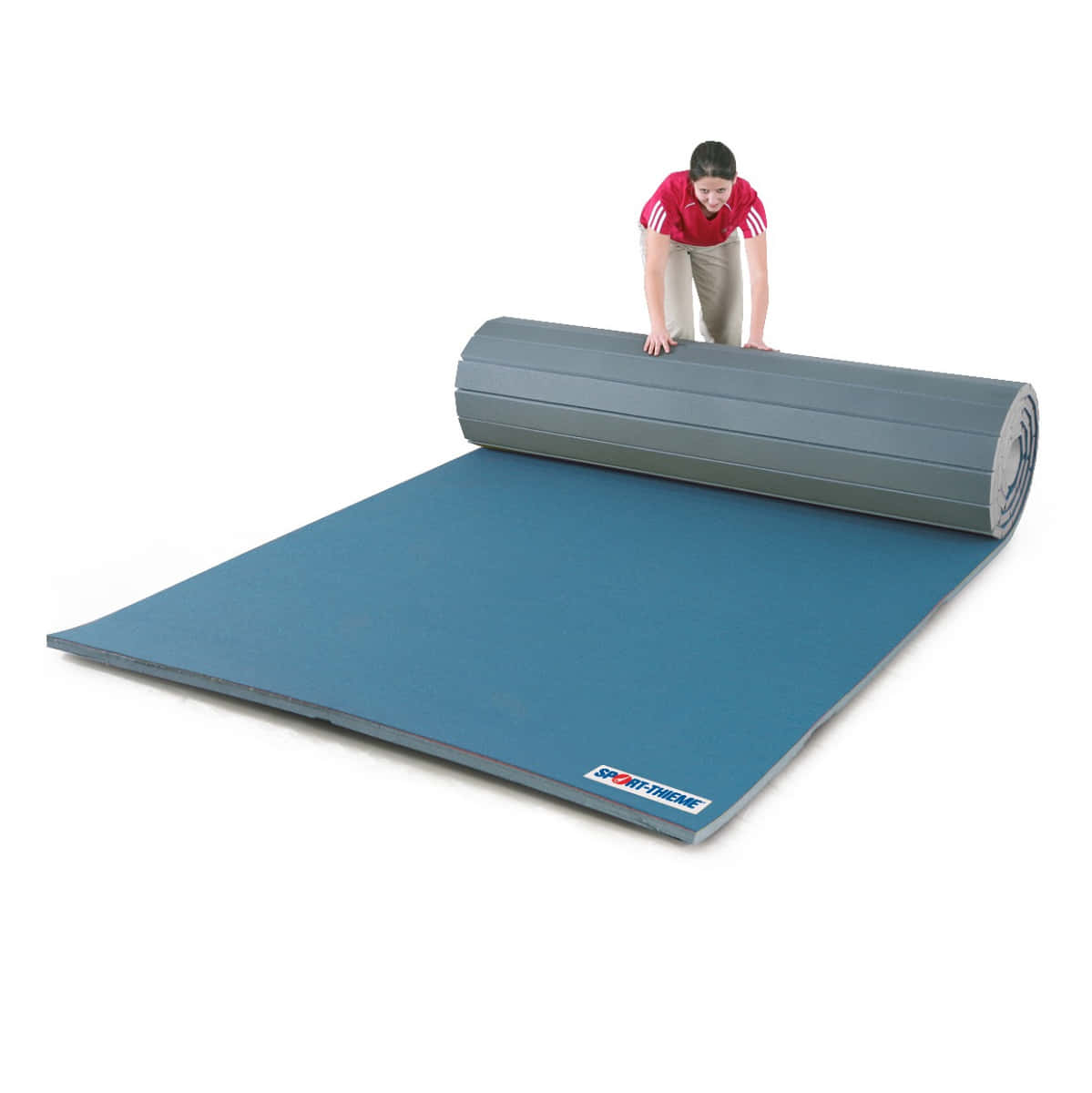 : Young Athlete Balances On Gymnastics Mat Wallpaper