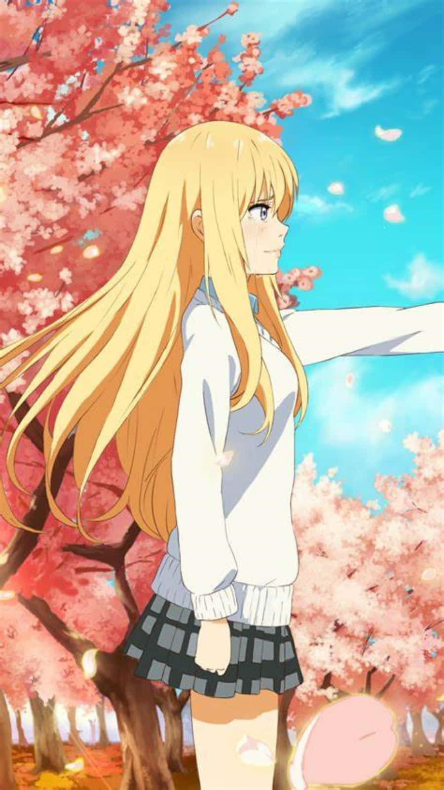 Your Lie In April Iphone Kaori Miyazono Blossoms Pictures Wallpaper