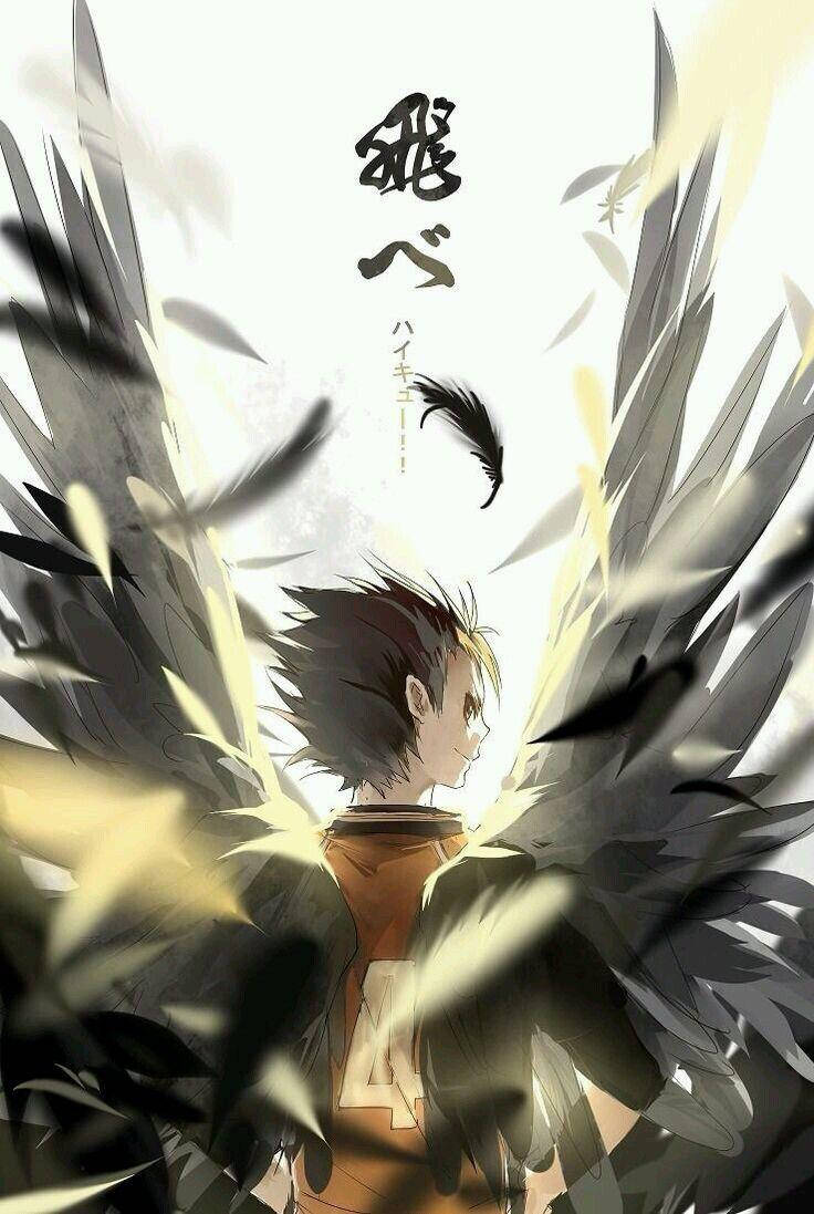 Yu Nishinoya Black And White Wings Wallpaper