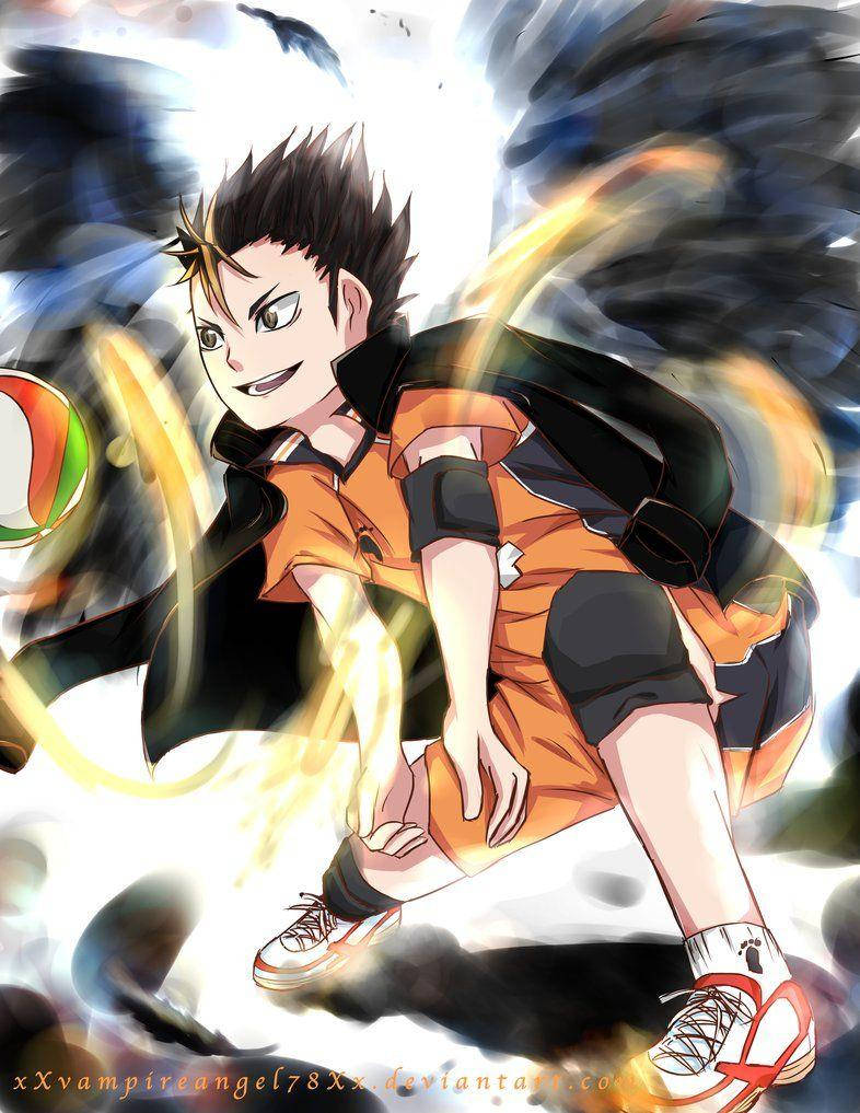 Yu Nishinoya Powerful Receive Wallpaper