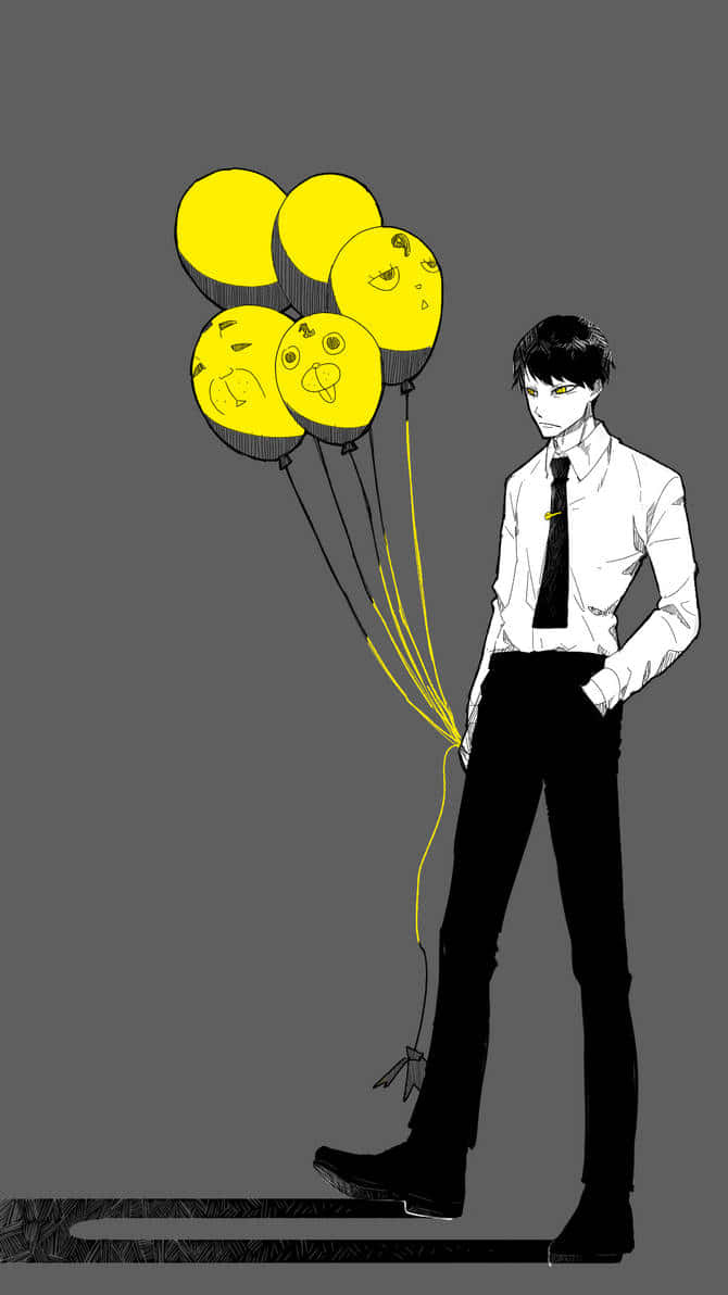 Yuichiro_ Kurono_with_ Smiley_ Balloons Wallpaper