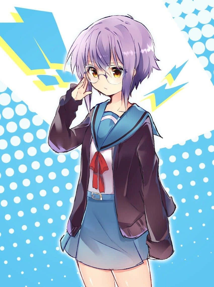 Yuki Nagato Reading In Library Wallpaper